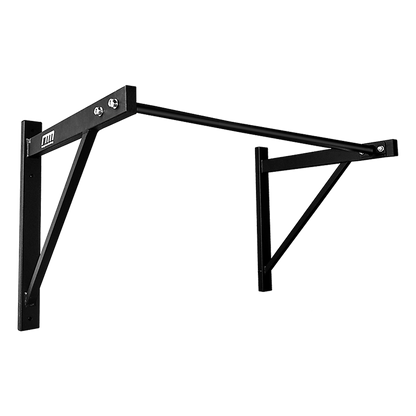 Black wall-mounted pull-up bar on a white background