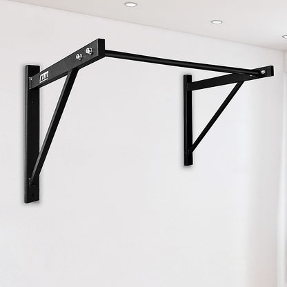 Black wall-mounted pull-up bar against a white wall