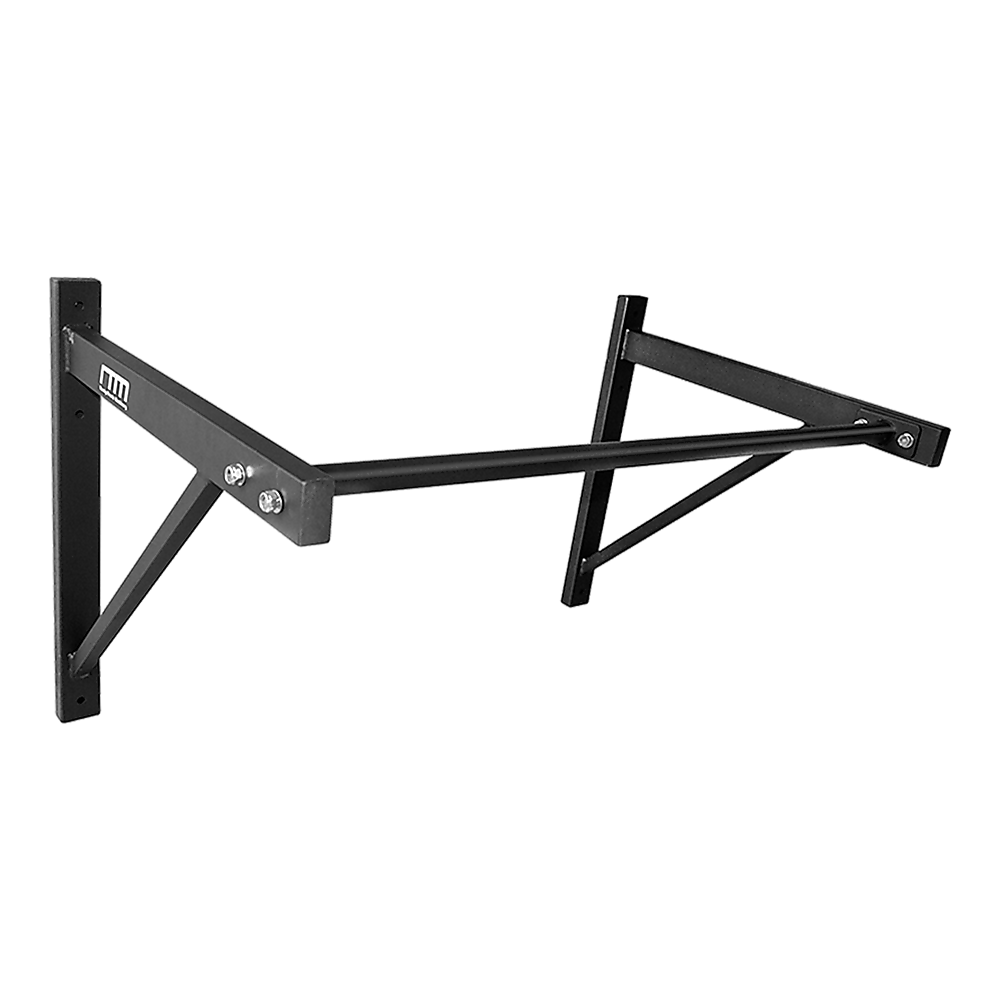 Black wall-mounted exercise bar on a white background