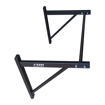 Black metal wall brackets on a white background