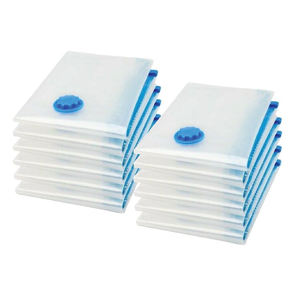 Vacuum Bags Clothes Sealed Clothing Bag Travel Compact Storage Space Saver x 12
