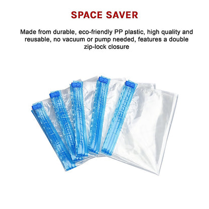 Travel Space Saver Saving Hand Roll Up Roller Seal No Vacuum Storage Bag x 20
