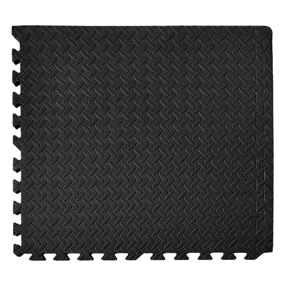 Black interlocking foam mat with textured surface