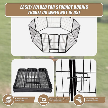 Pet Playpen 8 Panel Heavy Duty Exercise Fence Enclosure Cage