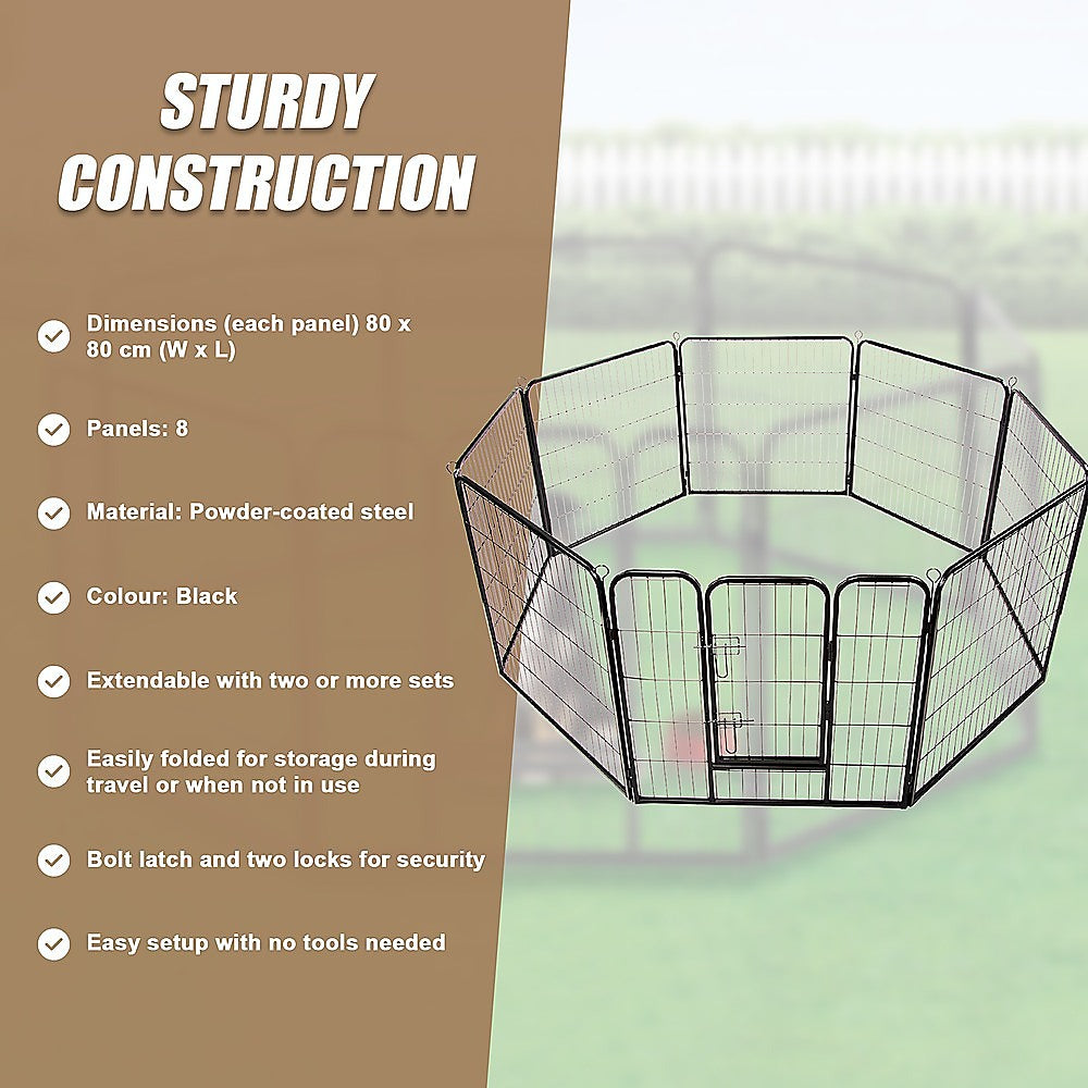 Pet Playpen 8 Panel Heavy Duty Exercise Fence Enclosure Cage