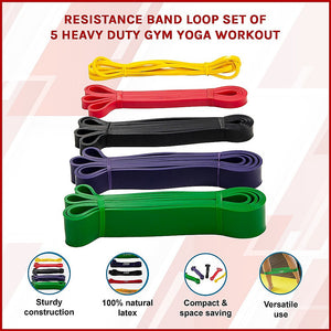 Resistance Band Loop Set of 5 Heavy Duty
