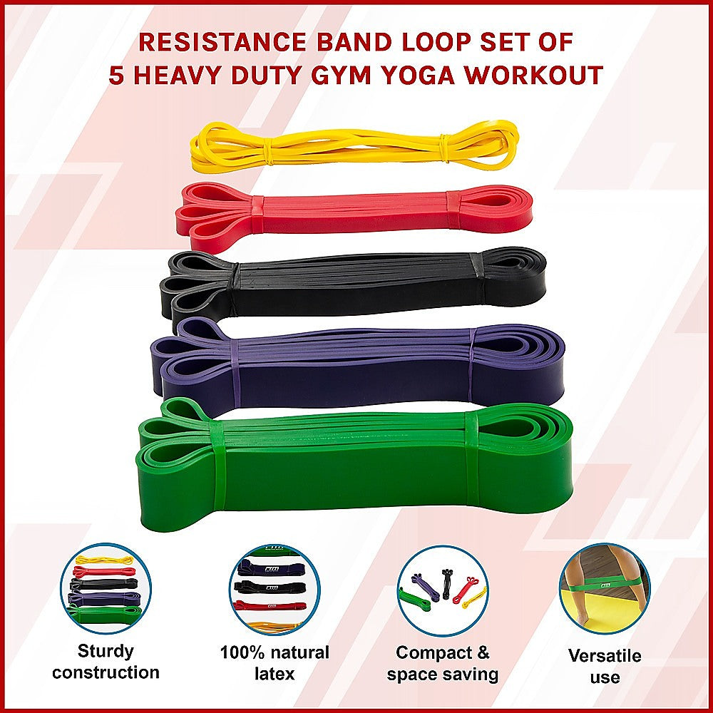 Resistance Band Loop Set of 5 Heavy Duty