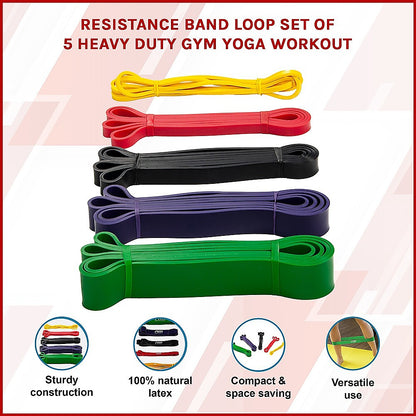 Resistance Band Loop Set of 5 Heavy Duty