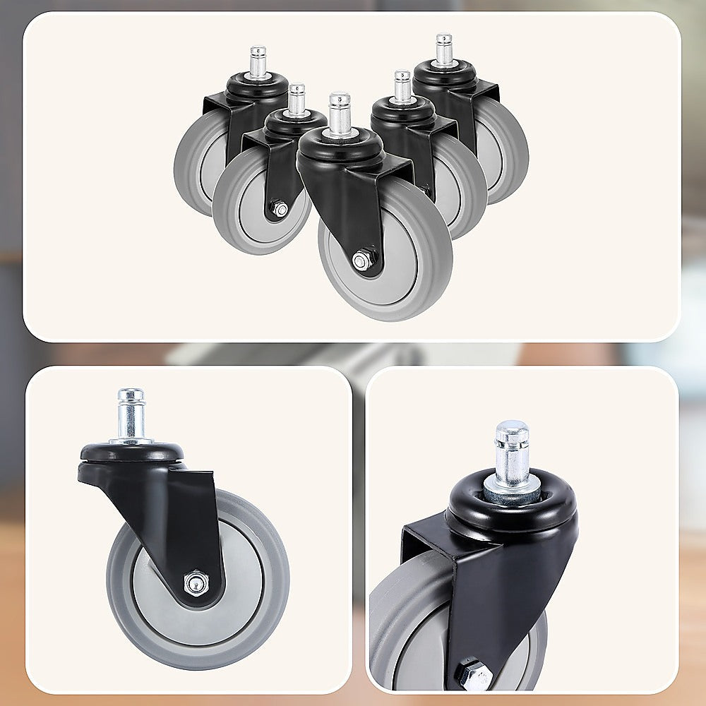5 x Office Chair Caster Wheels Set Heavy Duty & Safe for All Floors w/Universal Fit