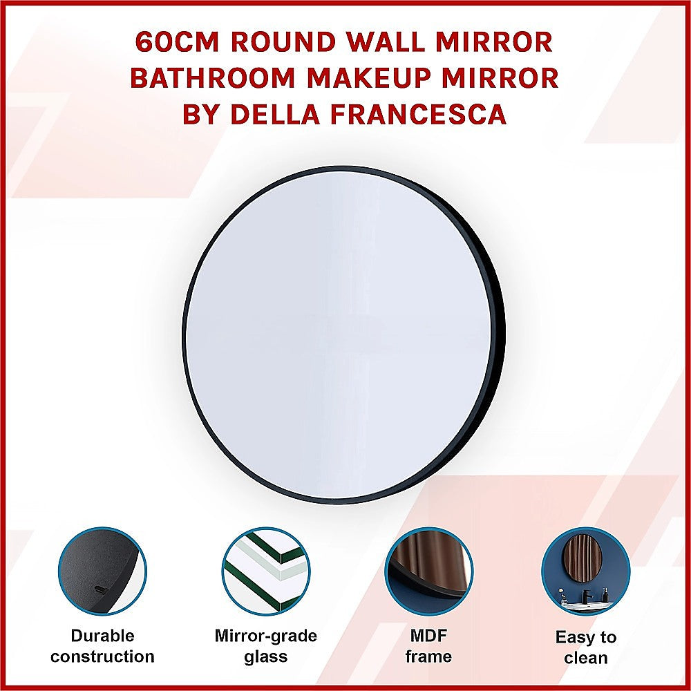 60cm Round Wall Mirror Bathroom Makeup Mirror by Della Francesca