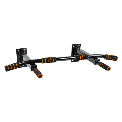 Black and orange pull-up bar on a white background