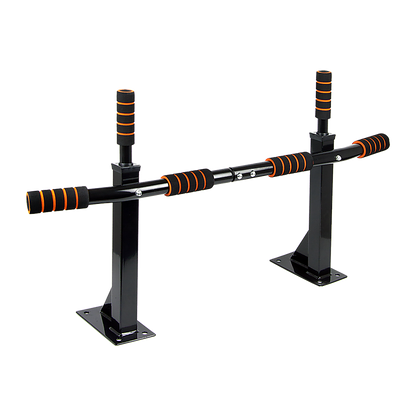 Black and orange pull-up bar on a white background