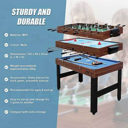 4FT 3-in-1 Games Foosball Soccer Hockey Pool Table Table