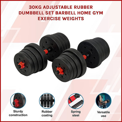 Dumbbell Set Adjustable Rubber-30kg
