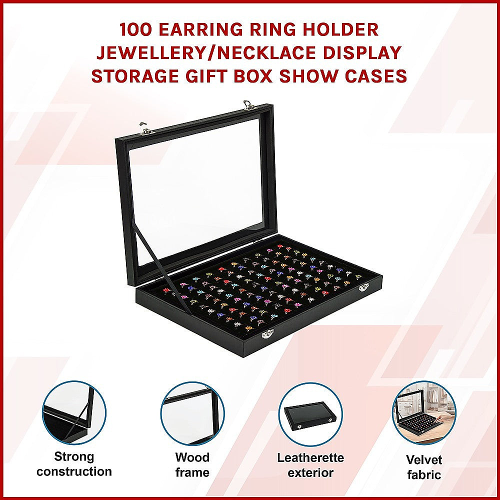 100 Earring Ring Holder Jewellery Necklace Display Storage Box
