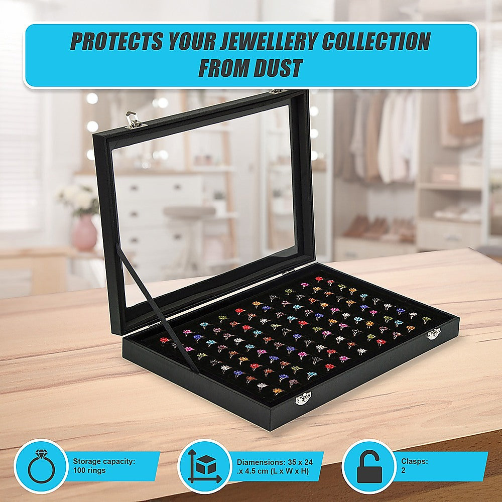 100 Earring Ring Holder Jewellery Necklace Display Storage Box