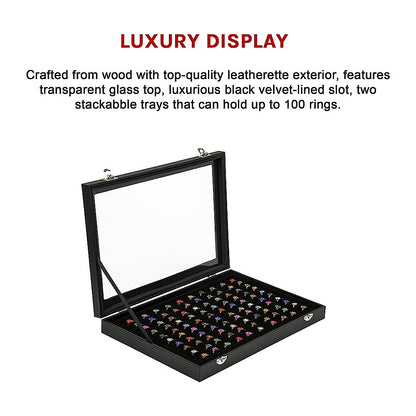 100 Earring Ring Holder Jewellery Necklace Display Storage Box