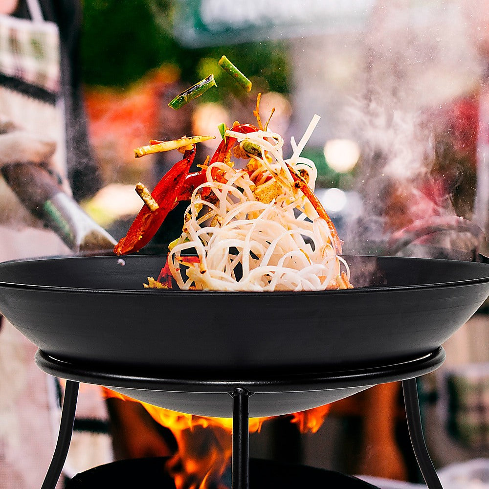 Iron Fire Bowl Traditional Log Fire Pit Outdoor Heating Camp Site Barbecue 48cm