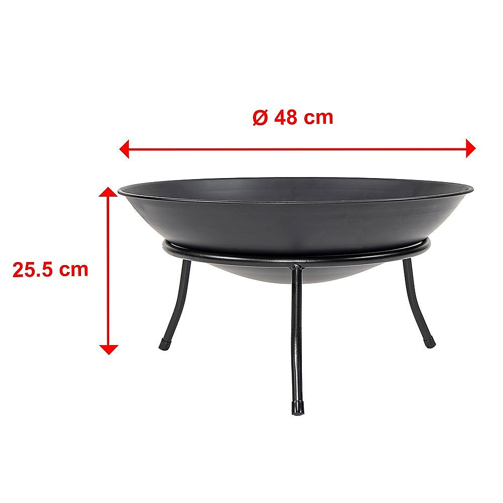 Iron Fire Bowl Traditional Log Fire Pit Outdoor Heating Camp Site Barbecue 48cm