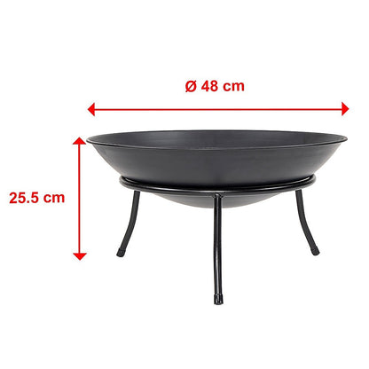 Iron Fire Bowl Traditional Log Fire Pit Outdoor Heating Camp Site Barbecue 48cm