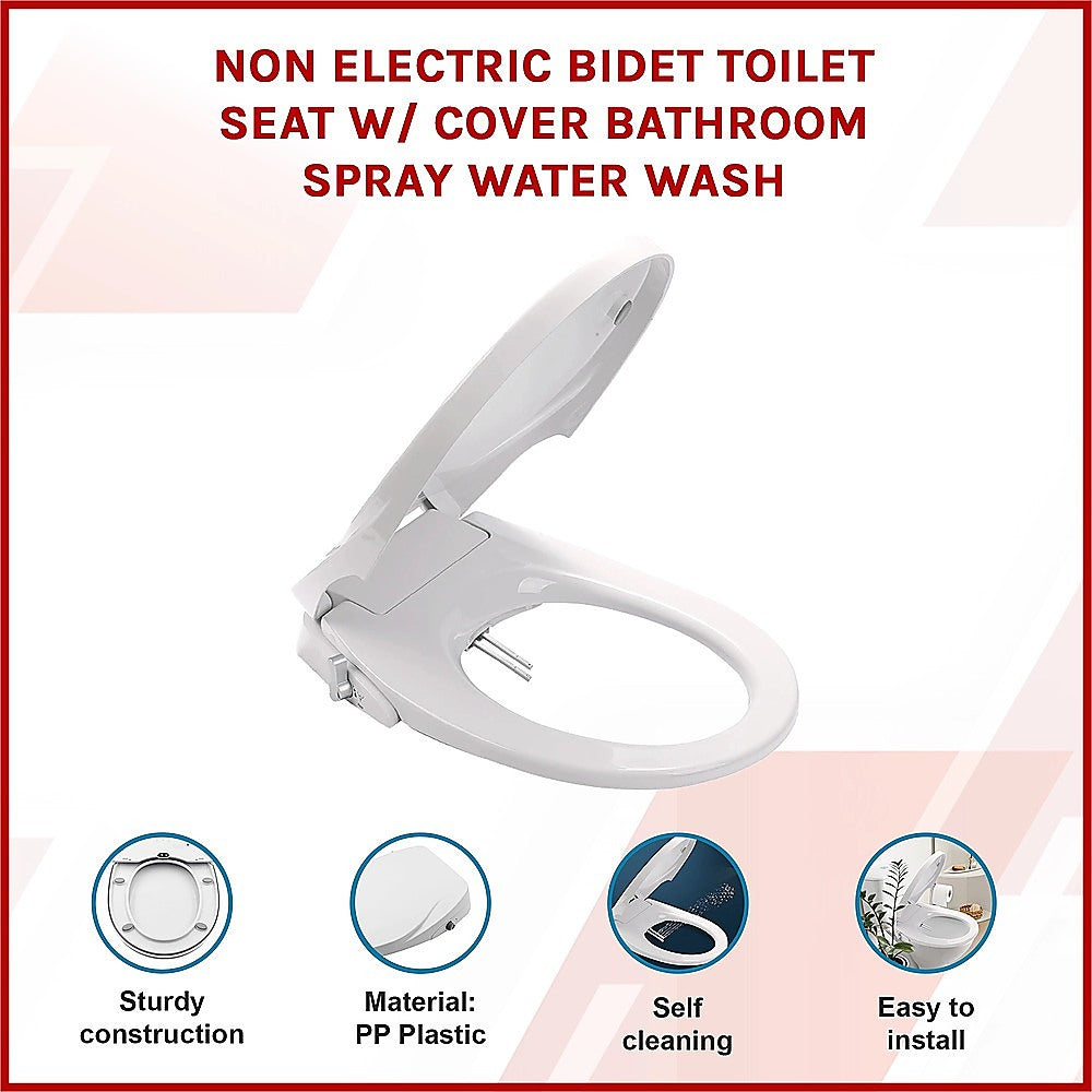Non Electric Bidet Toilet Seat W/ Cover Bathroom Spray Washlet Water Wash
