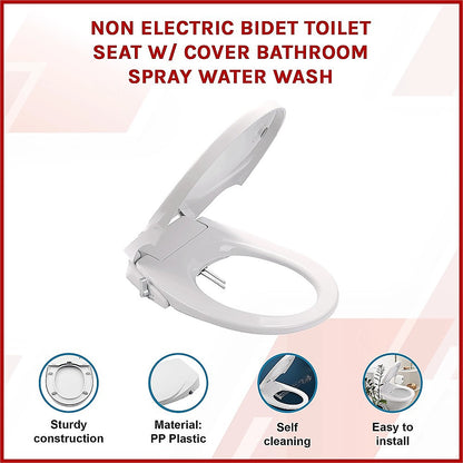 Non Electric Bidet Toilet Seat W/ Cover Bathroom Spray Washlet Water Wash