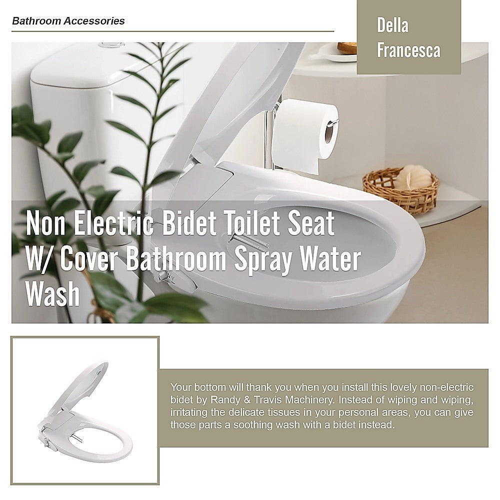 Non Electric Bidet Toilet Seat W/ Cover Bathroom Spray Washlet Water Wash