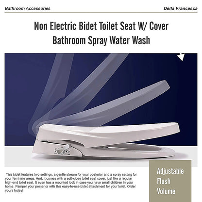 Non Electric Bidet Toilet Seat W/ Cover Bathroom Spray Washlet Water Wash