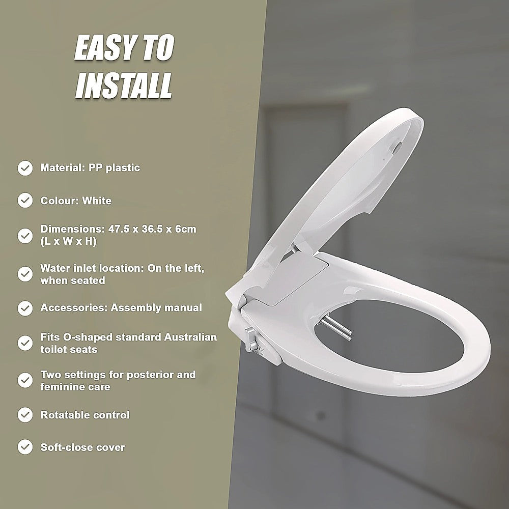 Non Electric Bidet Toilet Seat W/ Cover Bathroom Spray Washlet Water Wash