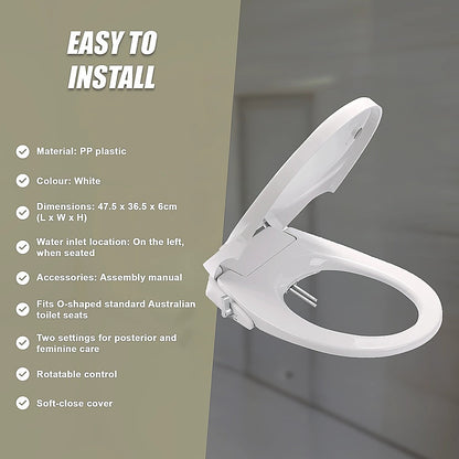 Non Electric Bidet Toilet Seat W/ Cover Bathroom Spray Washlet Water Wash