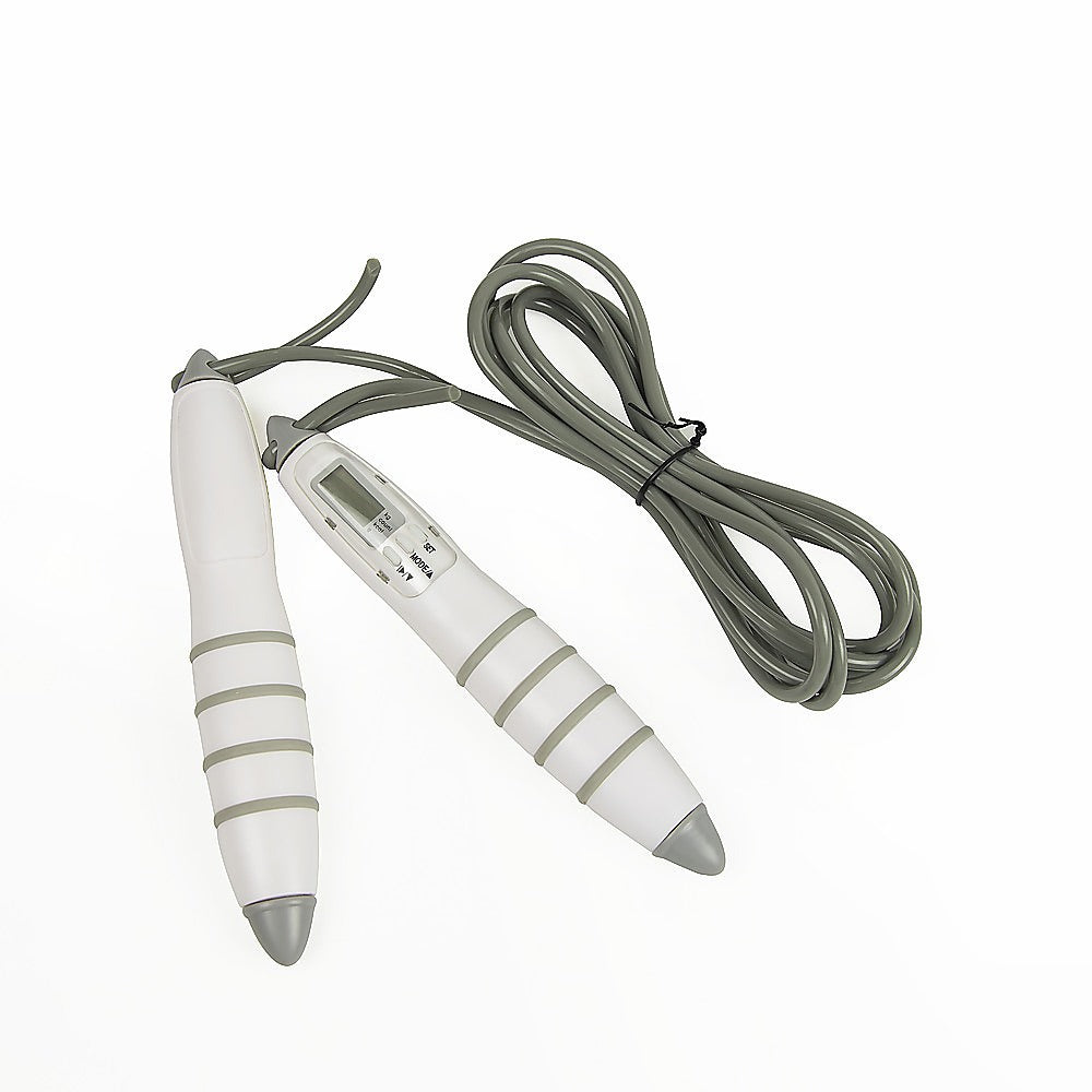 White digital jump rope with gray accents on a white background