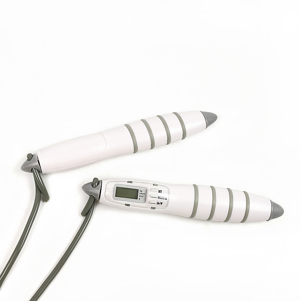 White and gray digital jump rope on a white background