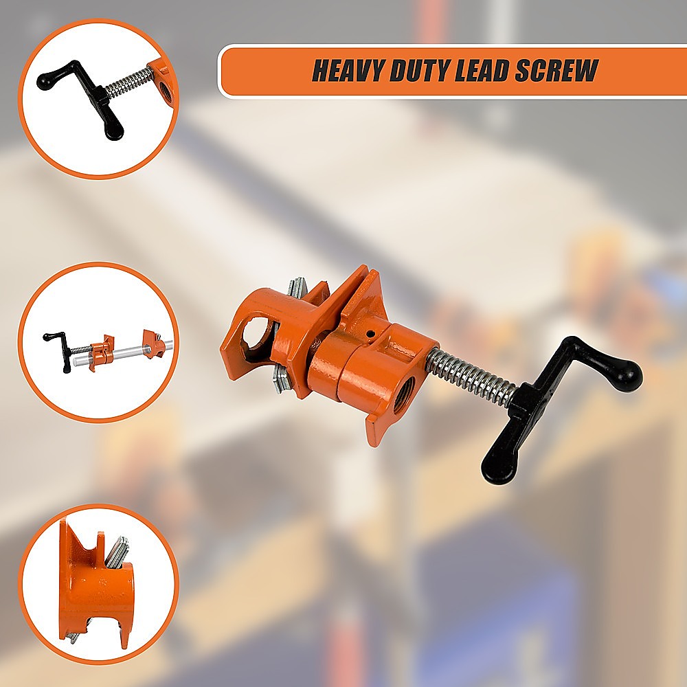 3/4" Wood Gluing Pipe Clamp Set (4 Pack) Heavy Duty PRO Woodworking Cast Iron