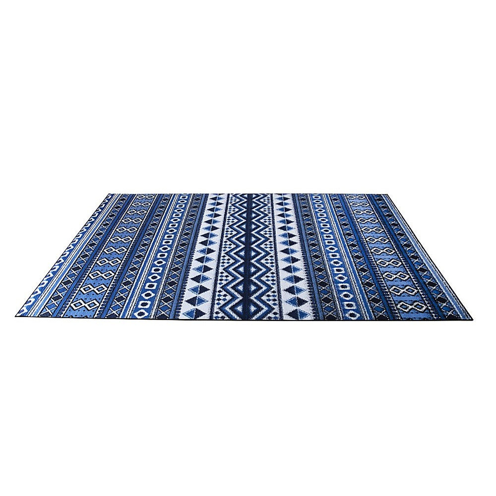 200x300cm Large Floor Blue Ethnic Rug – Modern Area Carpet for Bedroom, Living Room, Lounge or Home Décor Mat