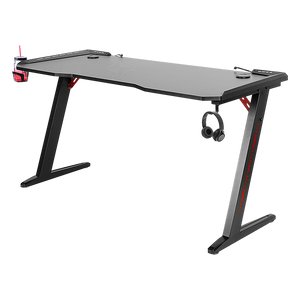 LED Gaming Desk Computer Table with Cup Holder Headphone Hook Cable Hole