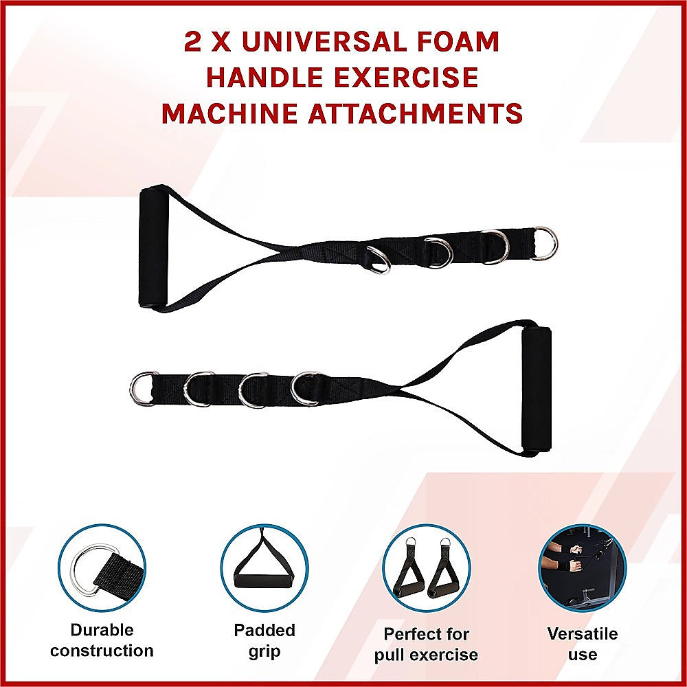 2 x Universal Foam Handle Exercise Machine Attachments
