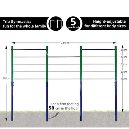Triple Outdoor Pull-Up Bar – Height Adjustable Gymnastics & Fitness Bar