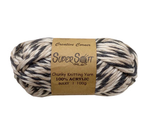 bulk 12 Grey Mix Chunky Super Soft Knitting Yarn