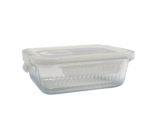 bulk 12 Borosilicate Glass Container W Lid Rect 640ml 18x7cm