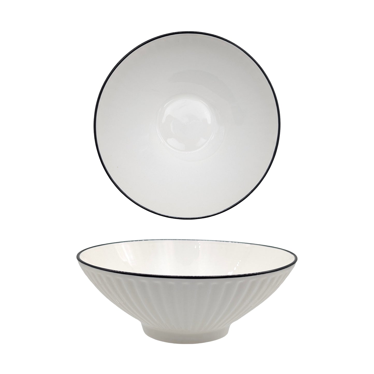 bulk 24 Sorrento Porcelain Embossed Soup Bowl w Black Rim 8" 20cm