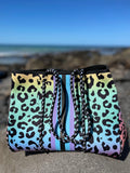 Cheeky X Neoprene Handbag Vegan Tote 2 Piece Set Stripe Rainbow Leopard