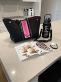 Cheeky X Neoprene Handbag Vegan Tote 2 Piece Set Stripe Black & Pink