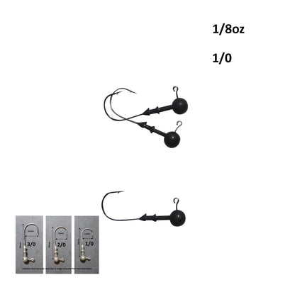 Vike 1/8 oz Round Jig Head with a Size 1/0 Hook Tungsten, 3 pack