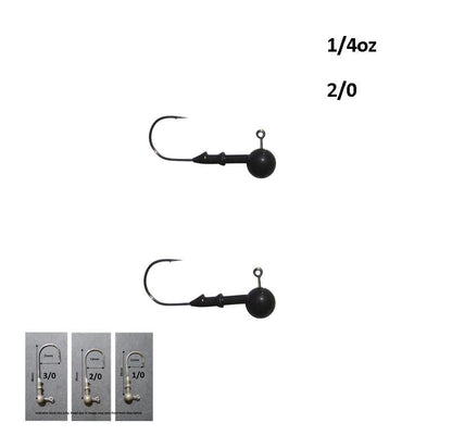 Vike 1/4 oz Round Jig Head with a Size 2/0 Hook Tungsten, 2 pack