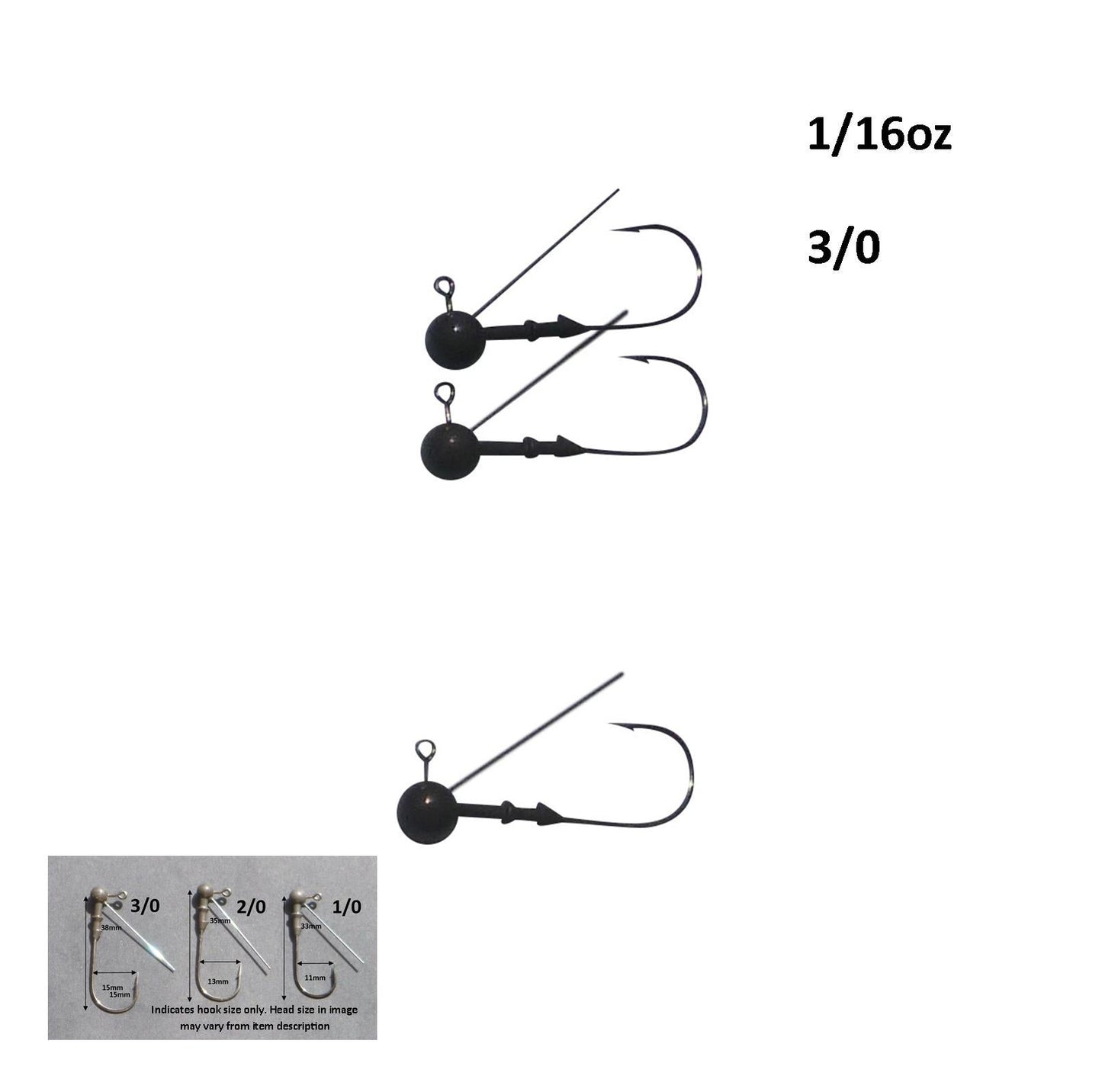 Vike 1/16 oz Weedless Round Jig Head with a Size 3/0 Hook Tungsten, 4 pack