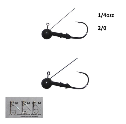 Vike 1/4 oz Weedless Round Jig Head with a Size 2/0 Hook Tungsten, 2 pack