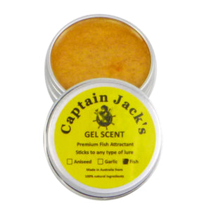 Captain Jack's Gel Scent container with yellow label on a white background