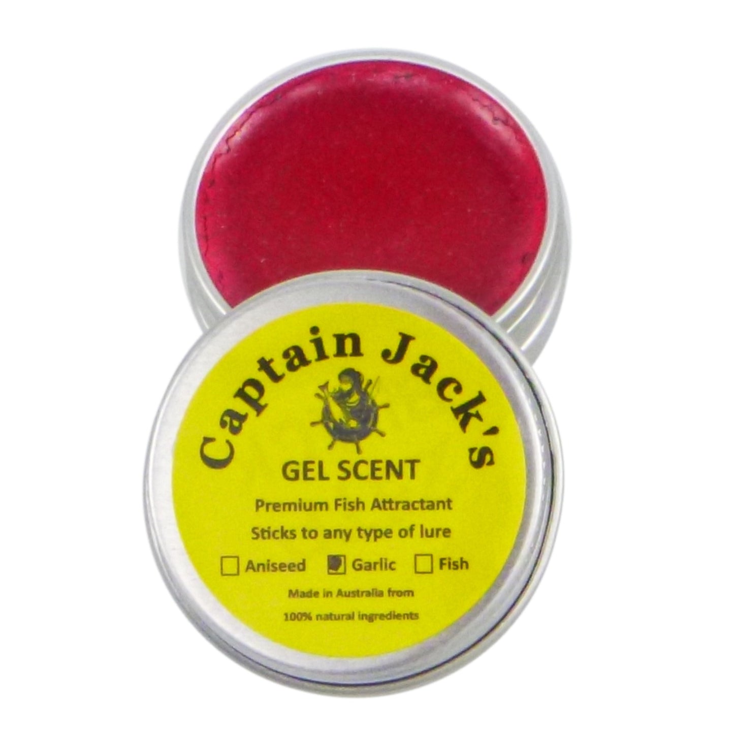 Captain Jack's Gel Scent container with red gel inside on a white background