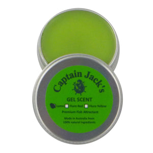Captain Jack's Gel Scent container with green gel inside on a white background