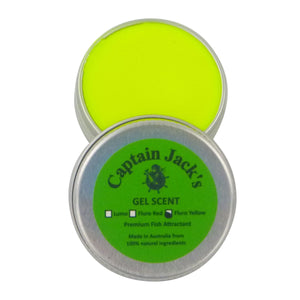 Captain Jack's gel scent container with green label on a white background